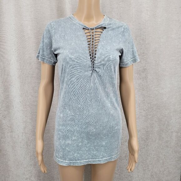 Affliction Tee Womens Standard Supply Series Gray Bleach Wash Medium M T-shirt - Picture 2 of 8
